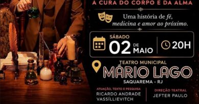 Teatro Mário Lago recebe espetáculos sobre Bezerra de Menezes e Chico Xavier neste fim de semana